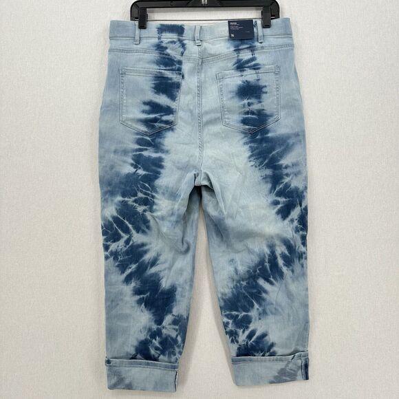 J Jill Jeans Womens 16 High Rise Cropped Tie Dye Island Blue Denim Coastal NEW - Picture 2 of 10